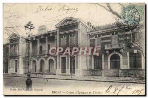 Old Postcard Digne Bank Caisse d & # 39Epargne and Theater