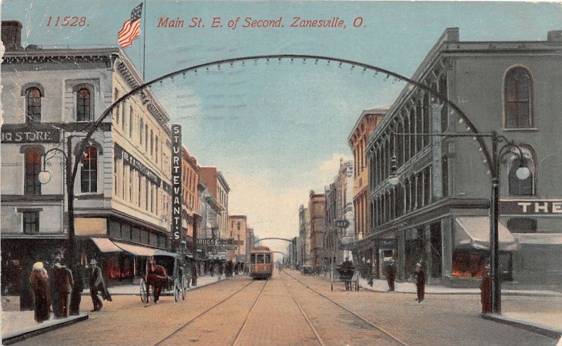 J35/ Zanesville Ohio Postcard c1910 Main Street 2nd Arch Stores 258