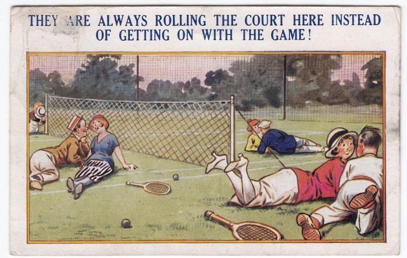 Tennis Comic By Bamforth PPC, 1923 PMK, They Are Always Rolling The Court Here