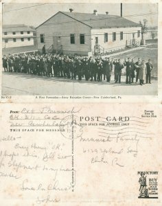 NEW CUMBERLAND PA ARMY RECEPTION CENTER FIRST FORMATION 1943 VINTAGE POSTCARD