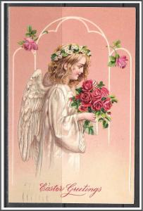 Easter Greetings - Angel - Flowers - Embossed