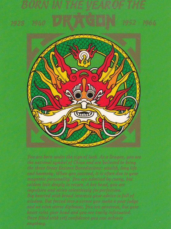 The Year Of The Dragon Chinese Horoscope Zodiac Starsign Postcard