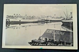 Mint Vintage Victoria BC Canadian Pacific Railroad Docks Real Photo Postcard