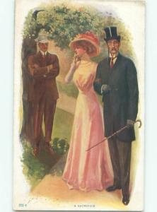 Pre-Linen Slight Risque Interest PRETTY GIRL WALKING WITH RICH MAN AB7590