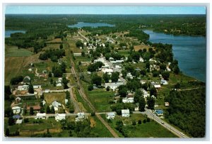 1963 Air View of Verona Ontario Canada Showing Mud Lake Long Lake Postcard