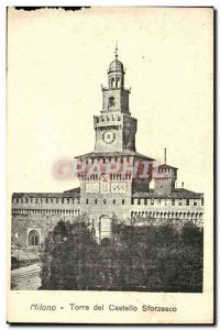 Old Postcard Milano Torre del Castello Sforzesco