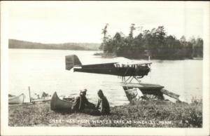 Seaplane Water Airplane Wente's Caf‚ Hinckly MN Real Photo Postcard