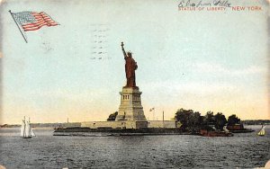 Statue of Liberty New York City, USA 1908 Missing Stamp paper wear on edges, ...