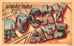 Vintage Postcard 1951 Greetings From Rocky Mountains Large Letter H.H. Tammen 