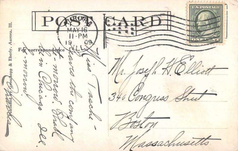 Aurora Illinois Bridge and Train Vintage Postcard AA10747