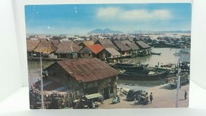Vintage Postcard Atap Houses Waterside Kampong Ayer Penang Malaysia 1950s