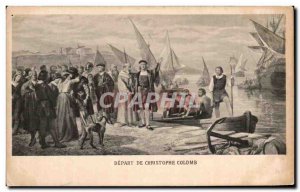 Old Postcard Departure of Christopher Columbus