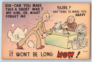 Comic Postcard Soldier Can You Make This Is A Short War It Wont Be Long WWII