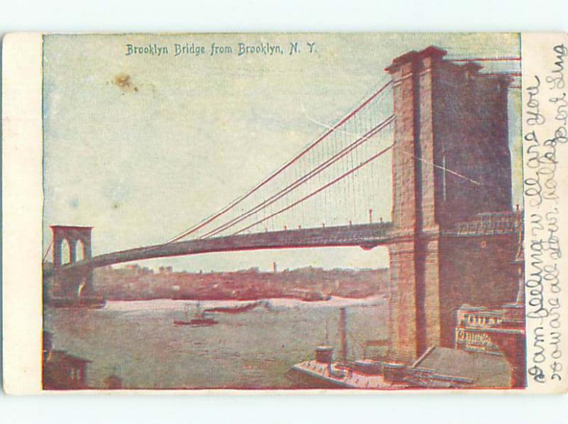 Pre-1907 BROOKLYN BRIDGE FROM BROOKLYN SIDE New York City NY n6310