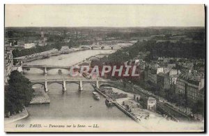 Old Postcard Panorama Paris on the Seine