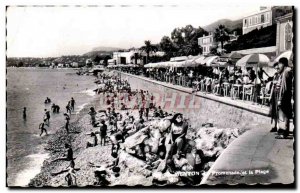 Old Postcard Menton Promenade and Beach