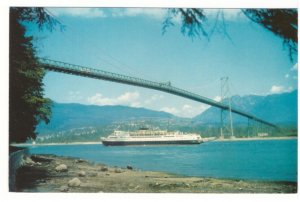 Princess Of Vancouver Ferry, Lions Gate Bridge, Vancouver BC, 1957 Postcard