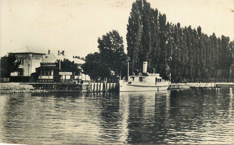 Hungary Postcard Balatonbolgar port sailing vessel