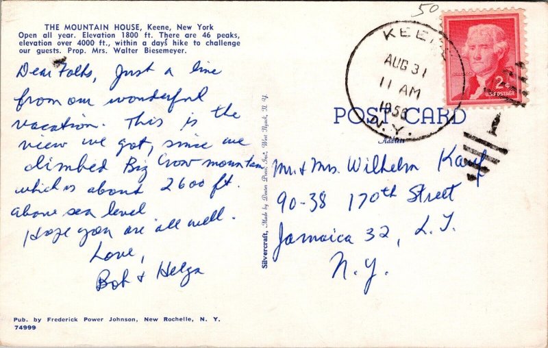 Vtg Keene New York NY Mountain House Great Range & Mt Marcy View 1950s