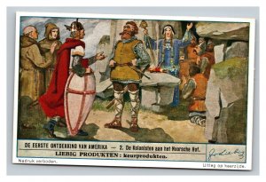 Vintage Liebig Trade Card - Dutch - #2 of the Viking Discovery of America Set