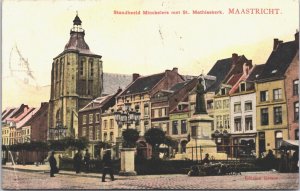 Netherlands Maastricht Standbeeld Minckelers met St Matthiaskerk Postcard 09.21