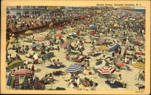 Seaside Heights New Jersey NJ Beach Scene Umbrellas Linen Vintage Postcard