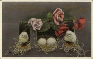 Easter Chicks & Roses TUCK Gem E3647 c1910 Postcard