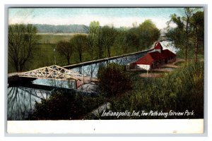 Tow Path Along Fairview Park Indianapolis Indiana IN UNP DB Postcard I18