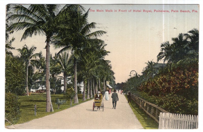 Palm Beach, Fla., The Main Walk in Fron of Hotel Royal, Poinciana