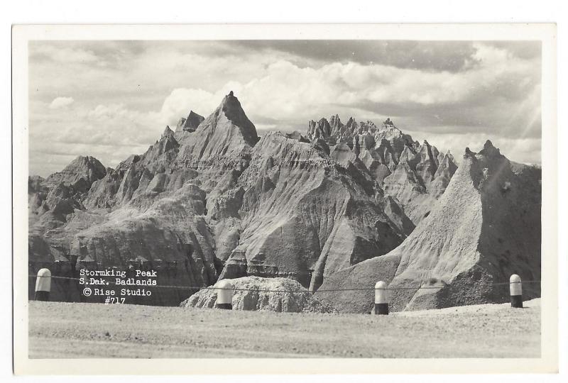 RPPC Badlands SD Storm King Peak South Dakota Rise 1940's 