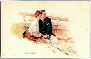 Sailing Close, Couple Sailing Boat Artist Howard C Christy Vintage Postcard A04