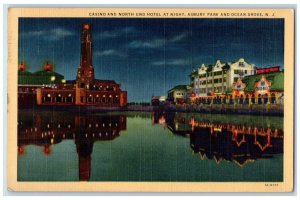 1941 Casino North End Hotel Night Asbury Park Ocean Grove New Jersey NJ Postcard