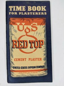 1938 US Red Top Cement Plaster Time Book Plasterer Advertising Notepad Gypsum 1L 