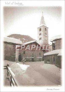 'Postcard Modern Val d''Isere The Church under the snowy Monteau'