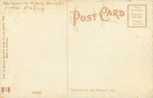 c1910 La Crosse Wisconsin Bass Fishing Canoe Lake McCord Drug Postcard