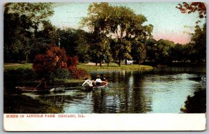 Chicago Illinois 1908 Postcard Scene In Lincoln Park Boaters