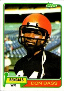 1981 Topps Football Card Don Bass Cincinnati Bengals s60045