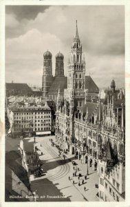 Germany München Rathaus mit Frauenkirche Munich Vintage RPPC 07.47