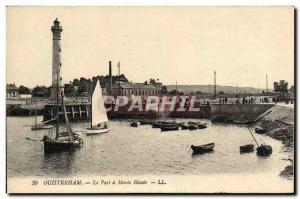 Old Postcard Ouistreham harbor at high tide boat