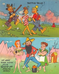 Hillbilly Comics  SHOT GUN WEDDING  Redhead & Baby Tattle Tale  *2* Postcards