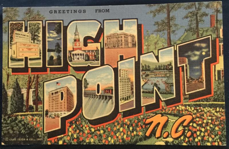 Postcard Linen Unused High Point NC LB