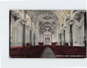 Postcard Interior, St. Anne's Church, Berlin, New Hampshire