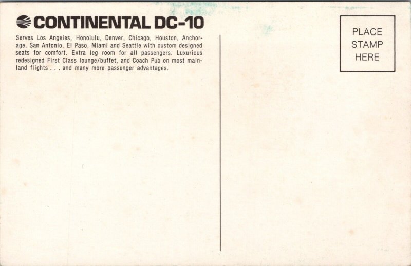 Continental DC-10 Postcard PC539