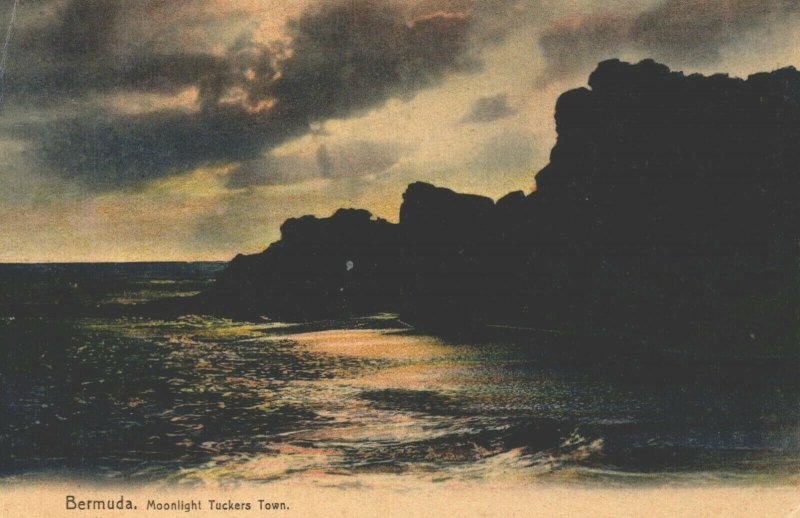 Bermuda  Moonlight Tuckers Town Vintage Postcard 03.72