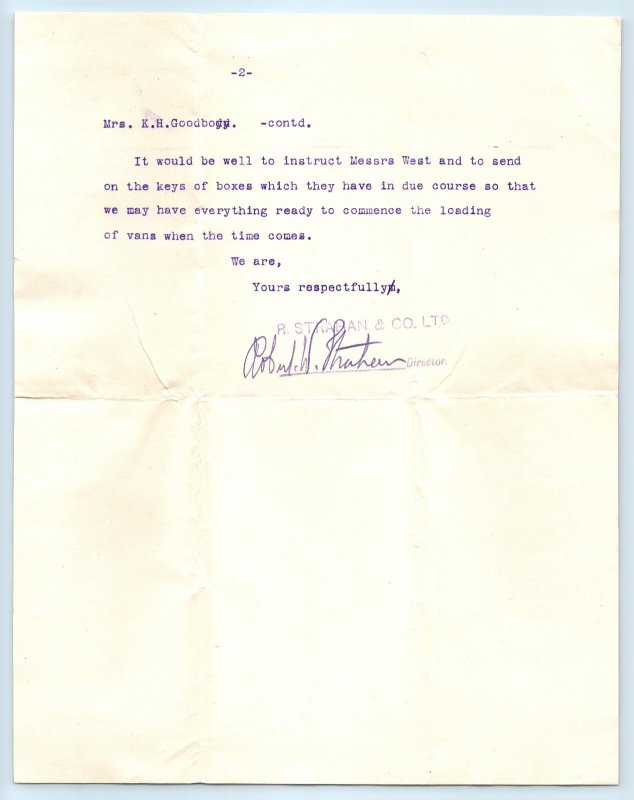 Undertakers  Auctioneers Wagon Strahan Letterhead