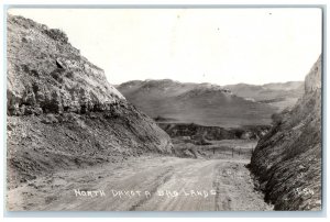 c1940's Dirt Road Mountain View Badlands North Dakota ND RPPC Photo Postcard