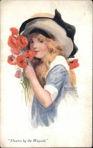 A/s Charles Horrell Pretty Children Little Girl Smelling Poppy Flowers