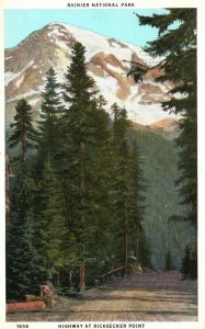 Vintage Postcard Rainier National Park Highway At Ricksecker Point Washington WA