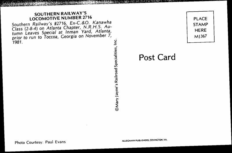 Postcard TRAIN SCENE Toccoa Georgia GA AK8519