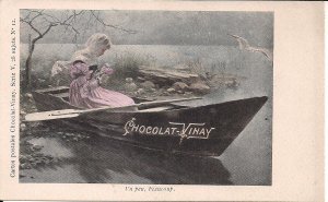 Advertising Vinay Chocolate, Beautiful Woman in Boat, Pre 1907, Series V # 12